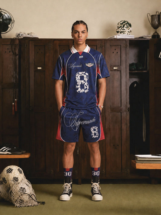 French Style Fleur-de-Lis Print Patchwork Custom Jersey Set - 2623