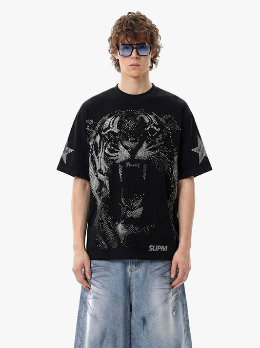 Tiger Graphic Star Sleeve T-Shirt 