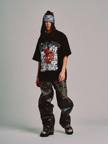 Street Devil Collage Pattern T-shirt 