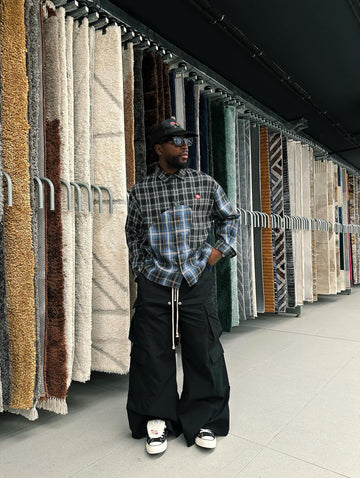 Woven Multi-Pocket Baggy Flared Pants - 2321