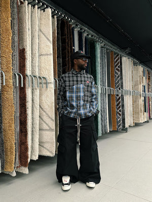 Woven Multi-Pocket Baggy Flared Pants - 2321