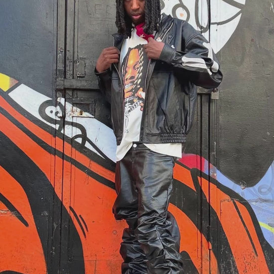 Thesupermade Punk Style Pleated Leather Pants - 2195