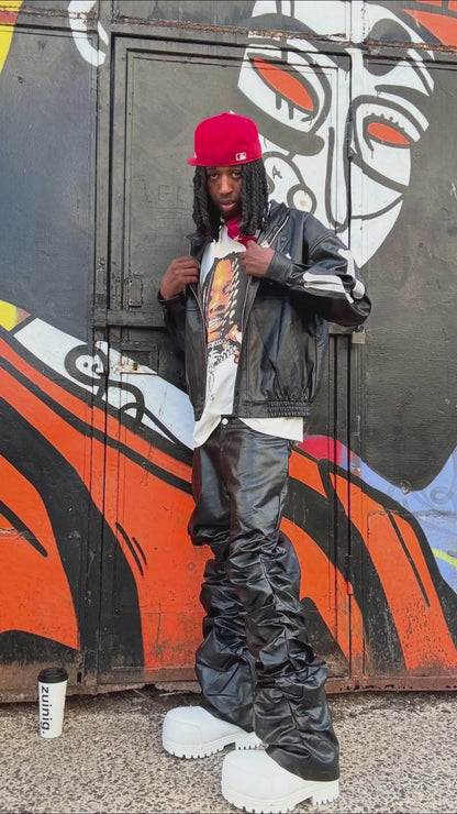 Thesupermade Punk Style Pleated Leather Pants - 2195