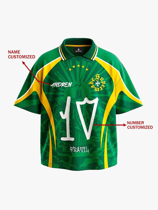 Classic Brazil "Savior" Color-Block Custom Jersey Set - 2622 