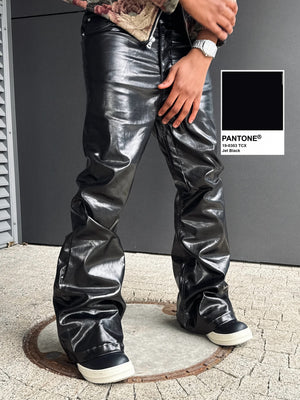 Thesupermade Glossy Patent Leather Flare Pants - 2396