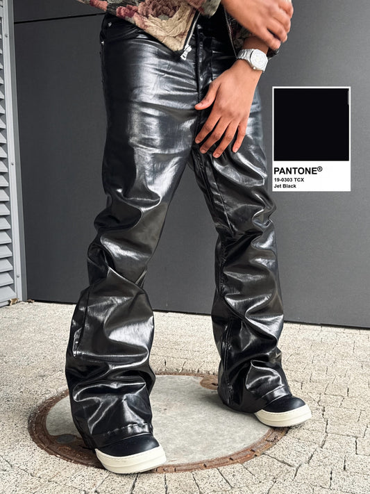 Thesupermade Glossy Patent Leather Flare Pants - 2396